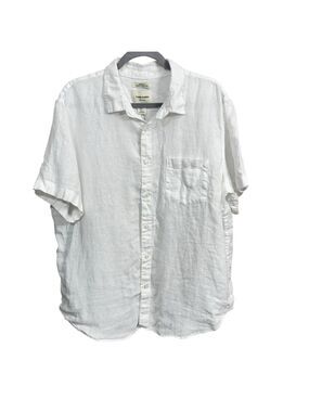 Thom‎ Aaron White Linen Short Sleeve Casual Button Down Shirt XL